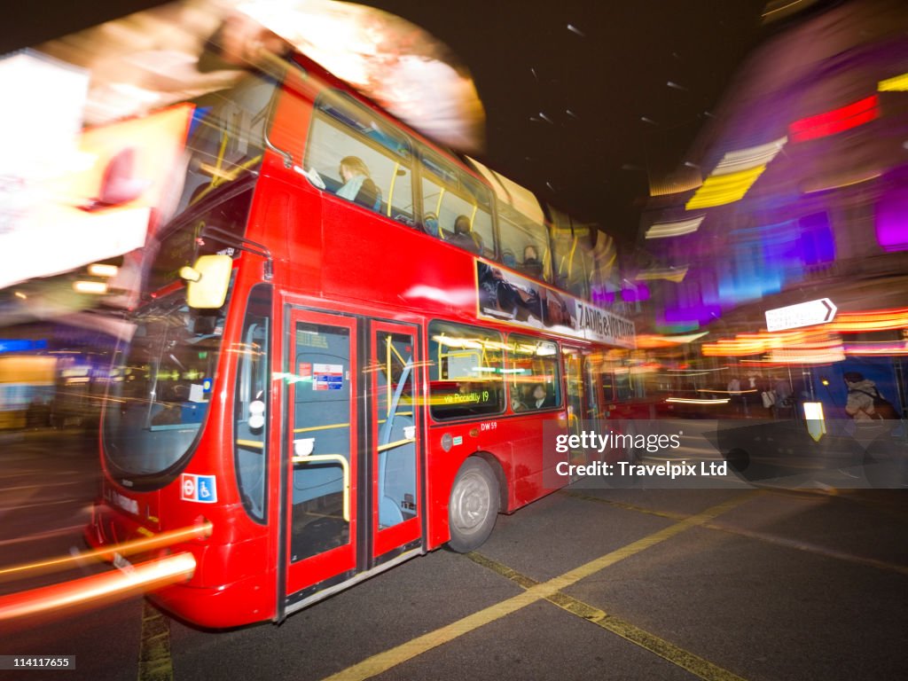 London Bus in Piccadilly circus, London