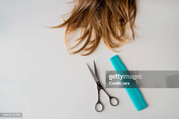 haircutting - forbici per parrucchieri foto e immagini stock