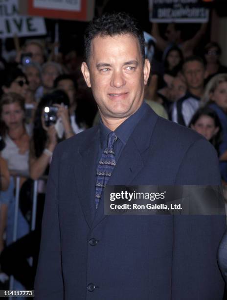 Actor Tom Hanks attends the "Saving Private Ryan" Westwood Premiere on July 21, 1998 at Mann Village Theatre in Westwood, California.