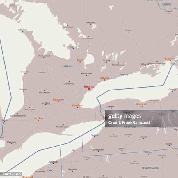 ilustrações de stock, clip art, desenhos animados e ícones de toronto canada area vector map - lake ontario