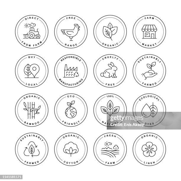 natural product label set - nature icon stock illustrations