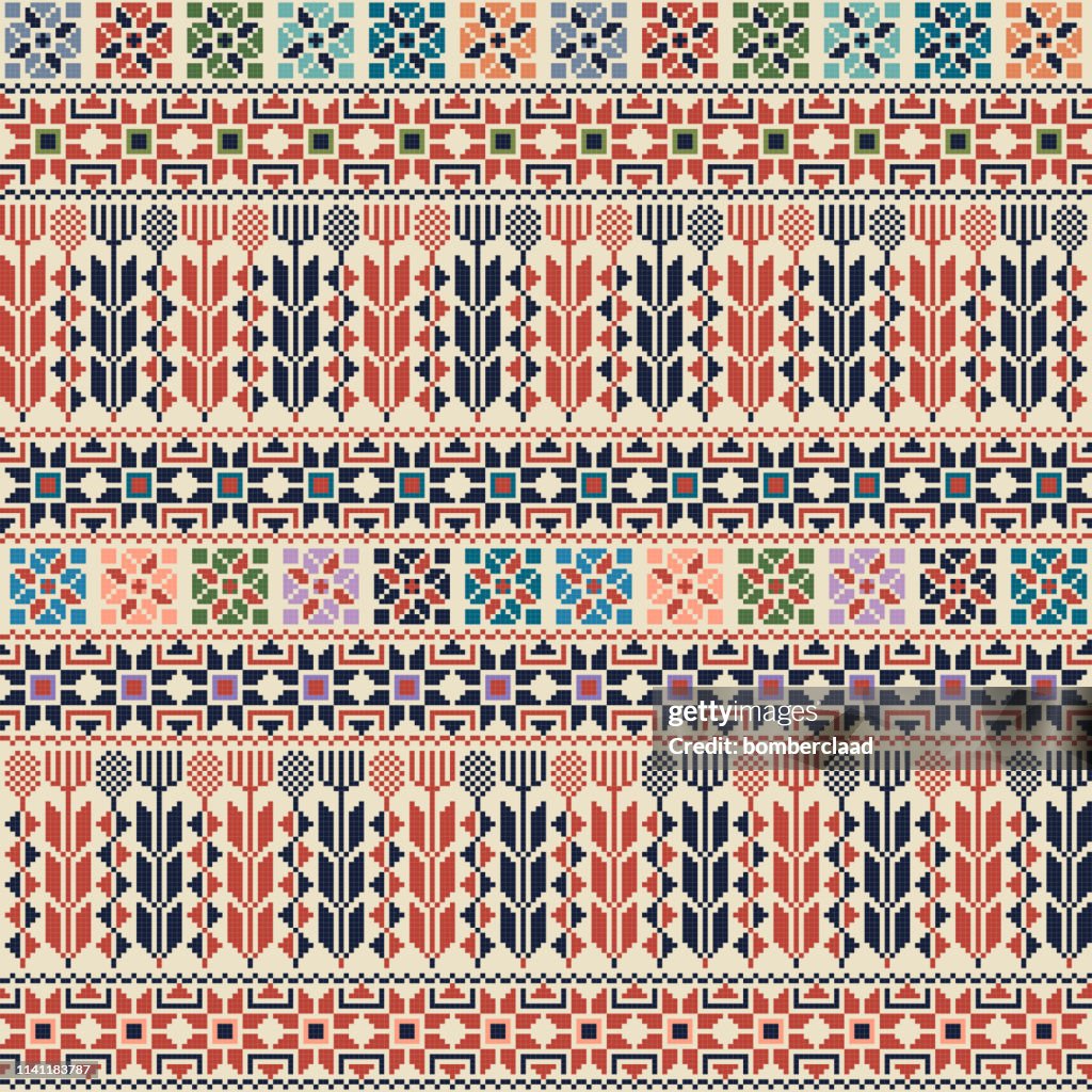 Palestinian Pattern Print Palestinian Embroidery Pattern 109 High-Res Vector Graphic - Getty Images