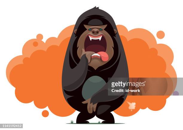 ilustraciones, imágenes clip art, dibujos animados e iconos de stock de gorila gritando - farting