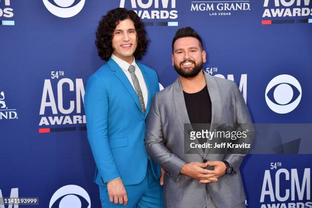 Dan Smyers and Shay Mooney of Dan + Shay attend the 54th Academy Of Country Music Awards at MGM Grand Hotel & Casino on April 07, 2019 in Las Vegas,...
