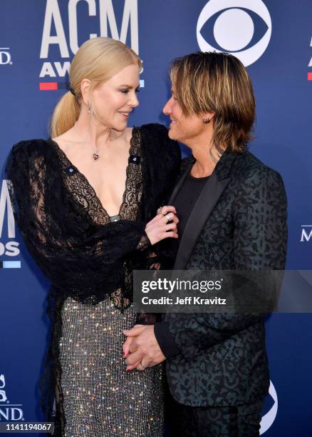 Nicole Kidman and Keith Urban attend the 54th Academy Of Country Music Awards at MGM Grand Hotel & Casino on April 07, 2019 in Las Vegas, Nevada.