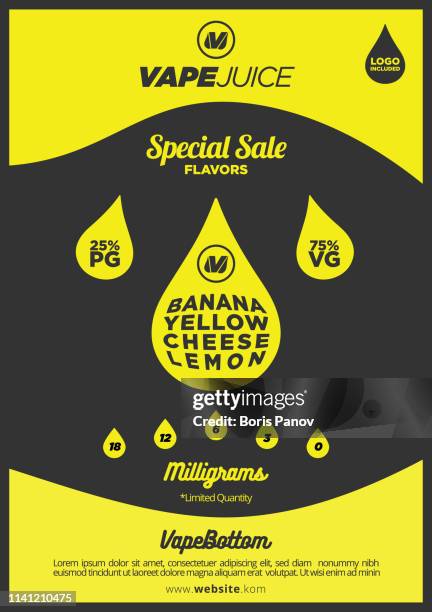 bold vape e-juice flyer template - vaping stock illustrations