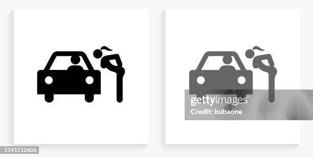 hooker black and white square icon - prostitute stock illustrations
