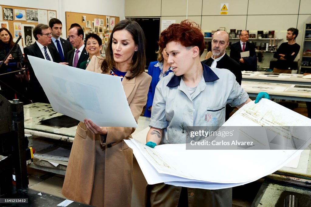 Queen Letizia Of Spain Visits The School Of Engraving And Design of Spain's Mint (Real House of Currency)