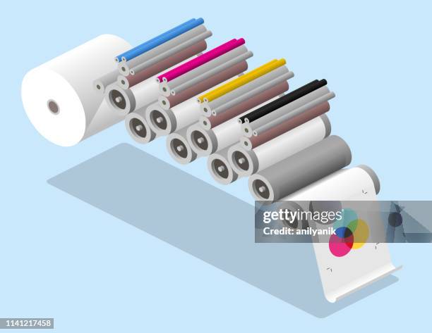 cmyk-druck - offset printing stock-grafiken, -clipart, -cartoons und -symbole