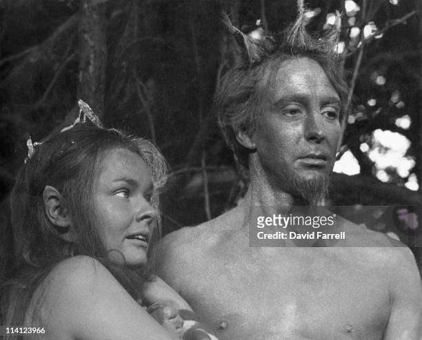 Ian Richardson as Oberon and Judi Dench as Titania during the filming of Shakespeare's play 'A Midsummer Night's Dream', 1968. The film was directed...