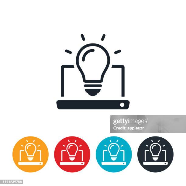 online knowledge icon - studying computer stock illustrations