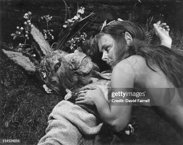 Paul Rogers as Bottom, and Judi Dench as Titania during the filming of Shakespeare's play 'A Midsummer Night's Dream', 1968. The film was directed by...