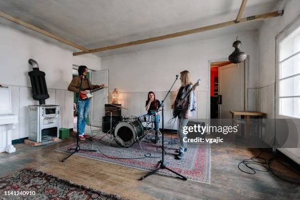 generation z music band on rehearsal - music rehearsal stock pictures, royalty-free photos & images