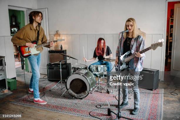 generation z music band on rehearsal - performance group stock pictures, royalty-free photos & images