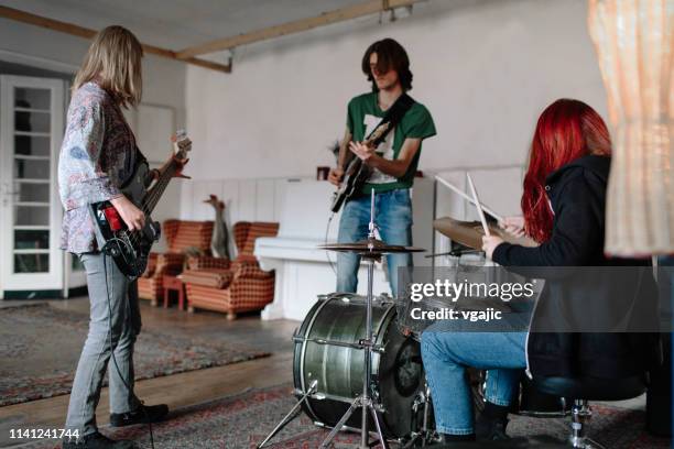 generation z music band on rehearsal - play rehearsal stock pictures, royalty-free photos & images