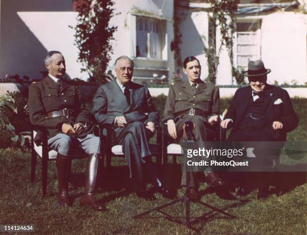 Portrait of, from left, French General Henri Giraud , the commandant in chief of the French Free forces based in the North Africa, American President...