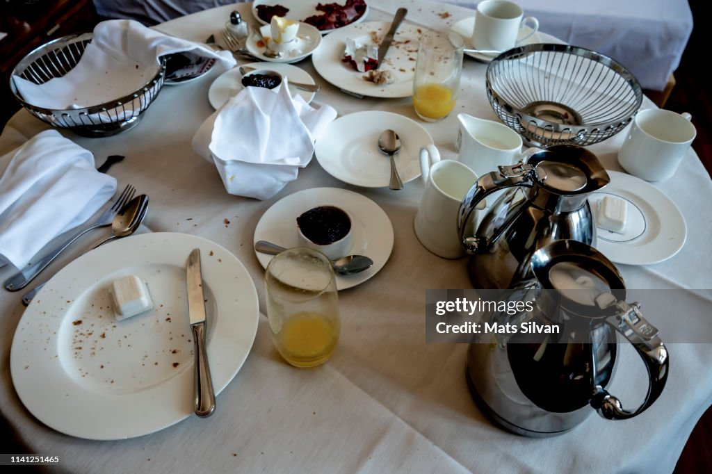 After Luxury Room Service Breakfast in Hotel