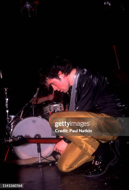 American Alternative and Punk Rock musician Jon Spencer, of the group Jon Spencer Blues Explosion, plays guitar as he performs onstage the Metro,...