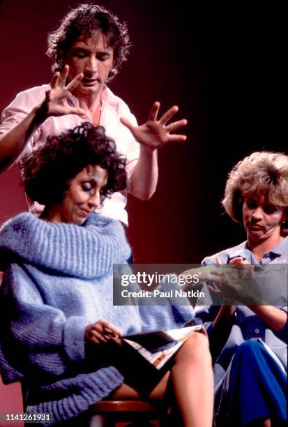 From left, American comedian and actress Andrea Martin & Canadian comedians and actors Martin Short and Debra McGrath perform onstage during the...