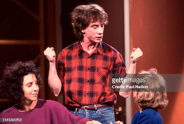 From left, American comedian and actress Andrea Martin & Canadian comedians and actors Martin Short and Debra McGrath perform onstage during the...