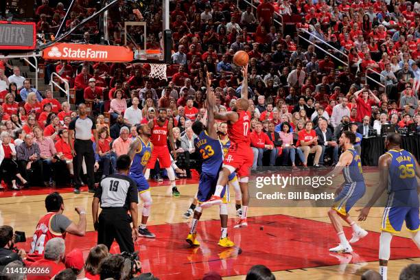 Tucker of the Houston Rockets shoots the ball during the game against the Golden State Warriors during Game Three of the Western Conference...