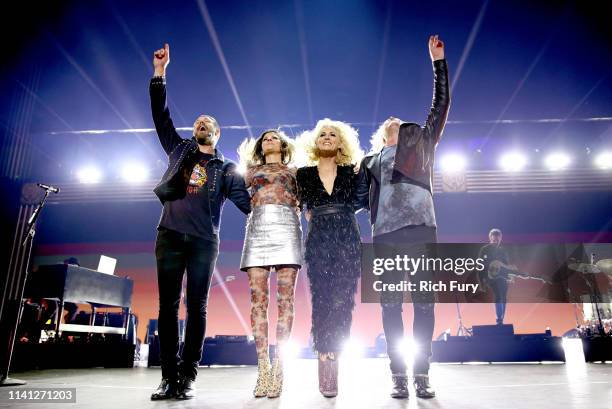 Jimi Westbrook, Karen Fairchild, Kimberly Schlapman, and Phillip Sweet of Little Big Town perform onstage during the 2019 iHeartCountry Festival...