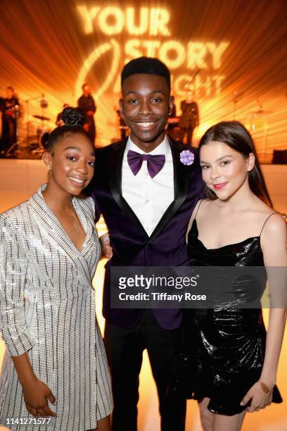 Eris Baker, Emcee Niles Fitch and Hannah Zeile attend the Lupus LA 2019 Orange Ball at the Beverly Wilshire Hotel on May 4, 2019 in Beverly Hills,...
