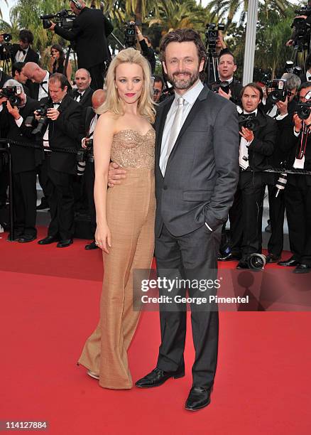 Actors Rachel McAdams and Michael Sheen attend the "Sleeping Beauty" Premiere during the 64th Annual Cannes Film Festival at the Palais des Festivals...