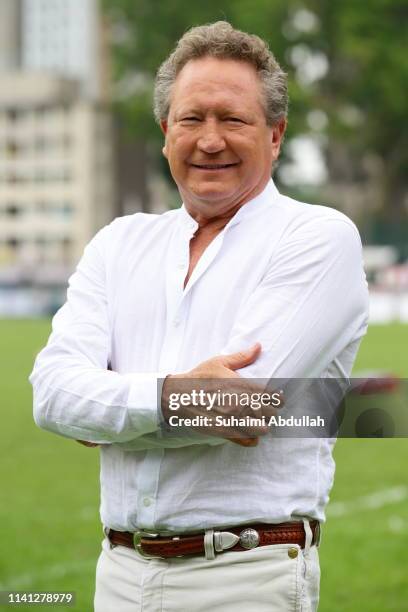 Founder of Global Rapid Rugby, Andrew Forrest poses for a photo during the Global Rapid Rugby match between the Asia Pacific Dragons and Western...