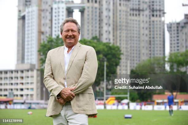 Founder of Global Rapid Rugby, Andrew Forrest poses for a photo during the Global Rapid Rugby match between the Asia Pacific Dragons and Western...