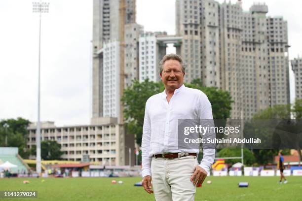 Founder of Global Rapid Rugby, Andrew Forrest poses for a photo during the Global Rapid Rugby match between the Asia Pacific Dragons and Western...