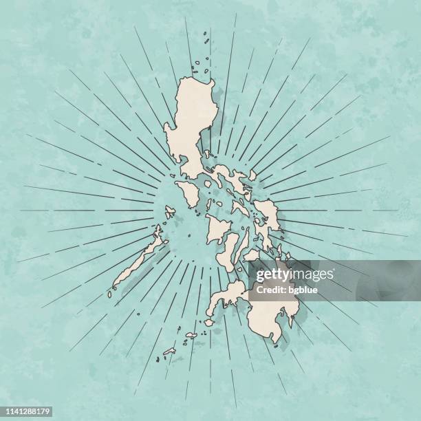 philippines map in retro vintage style - old textured paper - philippine-map-vector stock illustrations