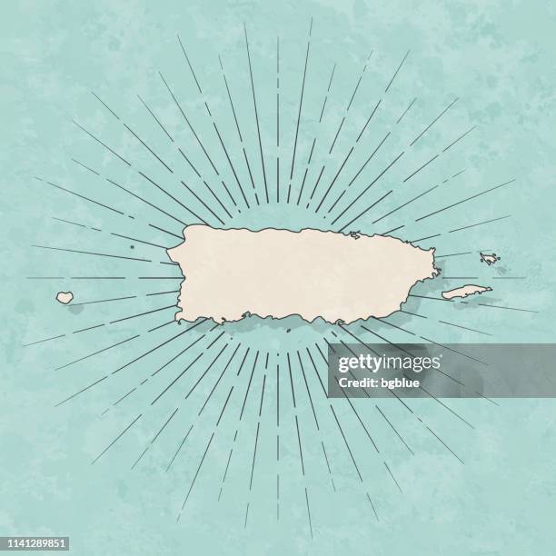 puerto rico map in retro vintage style - old textured paper - puerto rico stock illustrations