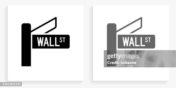 ウォールストリートサイン黒と白の正方形のアイコン - wall street点のイラスト素材／クリップアート素材／マンガ素材／アイコン素材