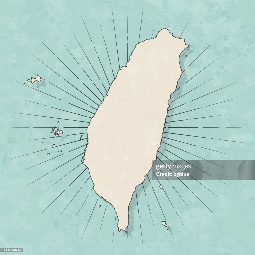 レトロなヴィンテージスタイルで台湾の地図-古い質感の紙