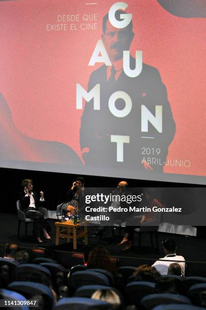 Ariane Toscan du Plantier, director of Gaumont Sidonie Dumas Seydoux, Alejandro Pelayo Rangel, Clémentine Mourão-Ferreira attend a press conference...