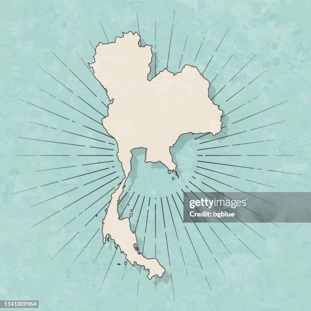ilustraciones, imágenes clip art, dibujos animados e iconos de stock de tailandia mapa en estilo retro vintage-papel texturizado antiguo - tailandia