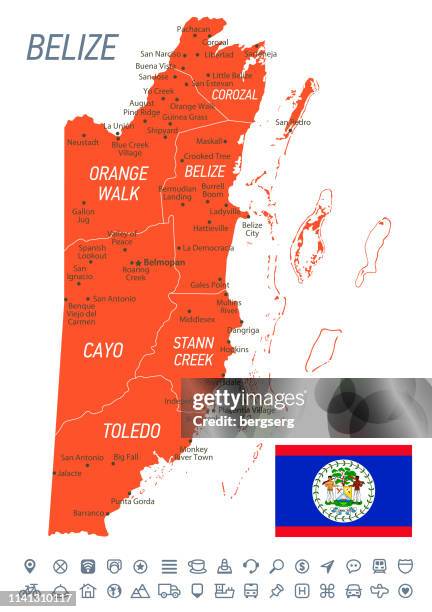 Belize Map Vector Map With National Flag Provinces And Navigation Icons Belize Map Vector Map With National Flag Provinces And Navigation Icons 