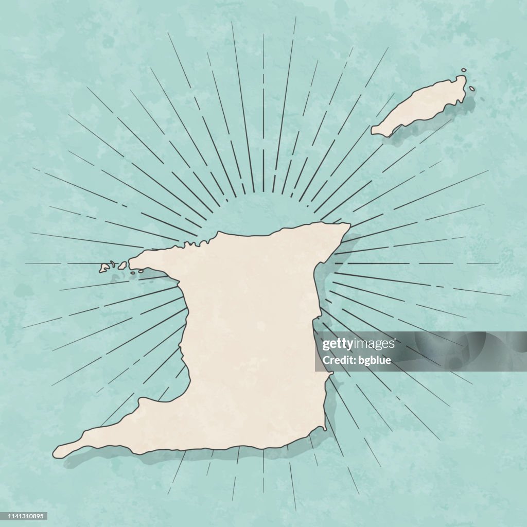 Mapa de Trinidad y Tobago en estilo retro vintage-papel texturizado antiguo