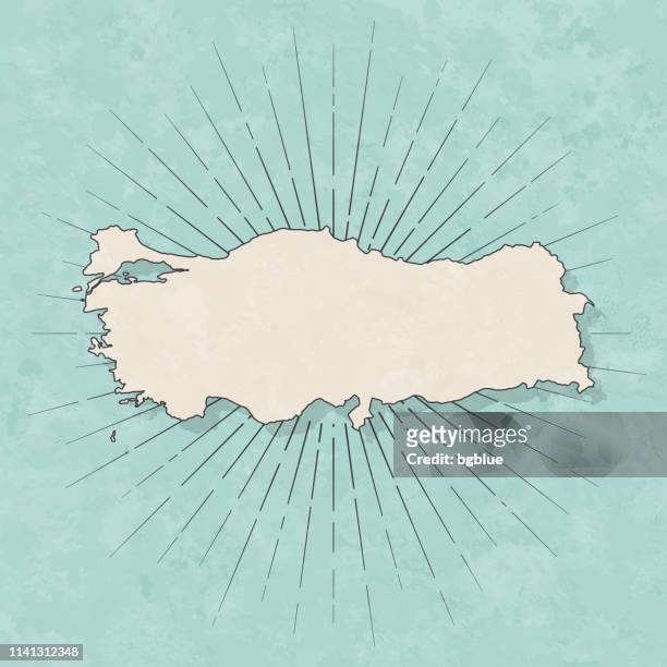 illustrazioni stock, clip art, cartoni animati e icone di tendenza di mappa della turchia in stile vintage retrò - vecchia carta testurata - turchia