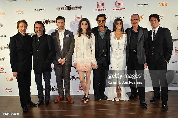 Producer Jerry Bruckheimer, Ian McShane, Sam Claflin, Astrid Berges- Frisby, Johnny Depp, Penelope Cruz Geoffrey Rush and Director Rob Marshall...