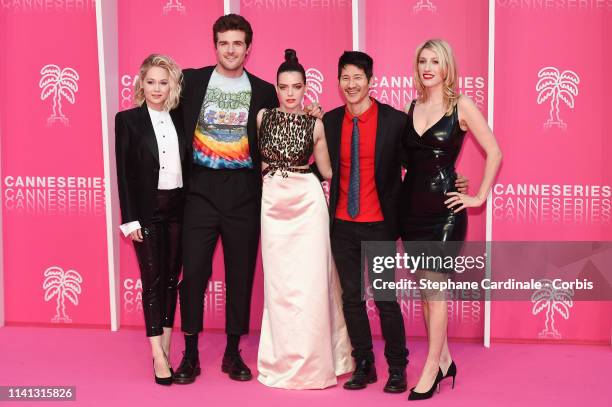 Cast members of 'Now Apocalypse', US actors Kelli Berglund , Beau Mirchoff , French actress Roxane Mesquida , US producer Gregg Araki and US producer...