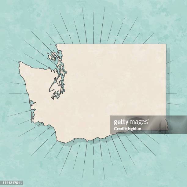 washington map in retro vintage style - old textured paper - washington state outline stock illustrations