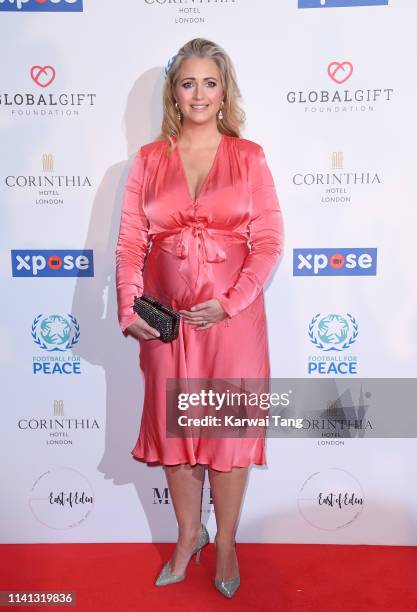 Hayley McQueen attends the Football for Peace Initiative Dinner by Global Gift Foundation at Corinthia Hotel London on April 08, 2019 in London,...