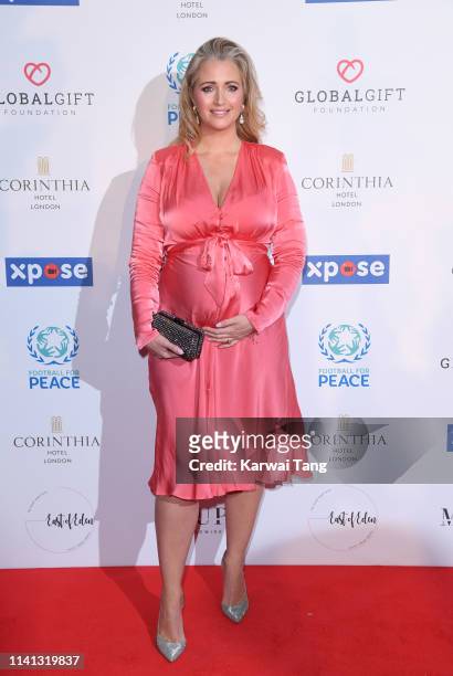 Hayley McQueen attends the Football for Peace Initiative Dinner by Global Gift Foundation at Corinthia Hotel London on April 08, 2019 in London,...