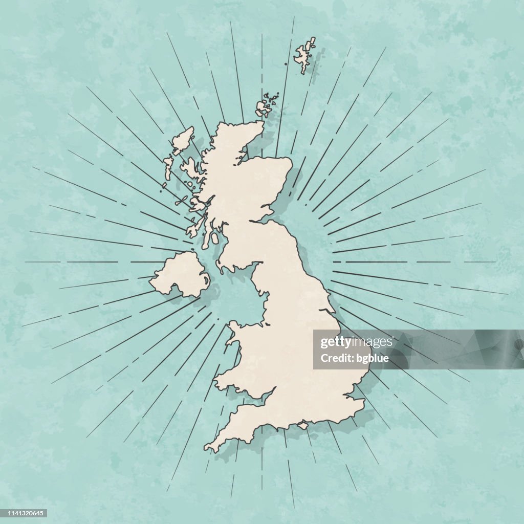 Mapa del Reino Unido en estilo retro vintage-papel texturizado antiguo
