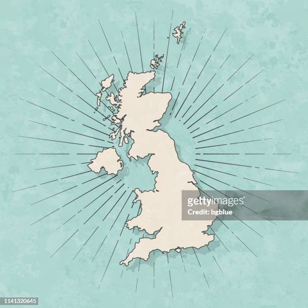bildbanksillustrationer, clip art samt tecknat material och ikoner med storbritannien karta i retro vintage stil-gamla texturerat papper - storbritannien