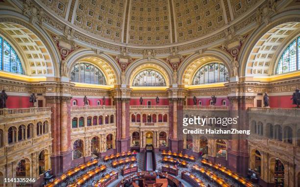 reading room interior of the library of congress,washington dc - library of congress interior stock pictures, royalty-free photos & images