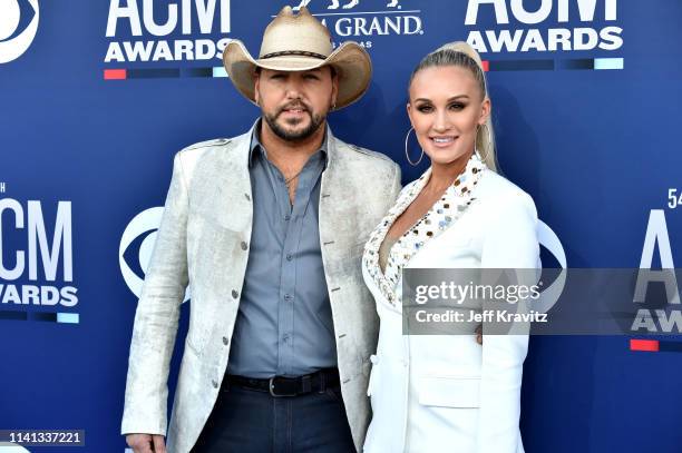 Jason Aldean and Brittany Aldean attend the 54th Academy Of Country Music Awards at MGM Grand Hotel & Casino on April 07, 2019 in Las Vegas, Nevada.