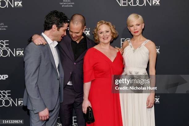 Director Thomas Kail, Sam Rockwell, Nicole Fosse and Michelle Williams attends the New York Premiere for FX's "Fosse/Verdon" on April 08, 2019 in New...